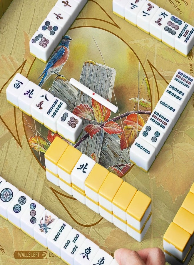 molovsiny Mahjong Mat 31.5 Inch Square - Non-Slip Durable Table Cover for Mahjong/Card/Domino Games, Rolled Shipping with Storage Pockets & Noise Reduction, Premium Gift for Women(Autumn Bluebird) - Image 4